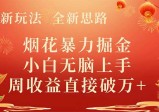 全新玩法，全新思路，烟花暴力掘金，小白无脑上手，周收益破W+