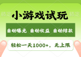 火爆项目小游戏试玩，轻松日入1000+，收益无上限，全新市场！