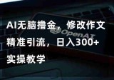 AI无脑撸金，修改作文精准引流，日入300+，实操教学