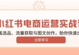 小红书变现运营实战课，涵盖选品、流量获取与图文创作，助你快速出单