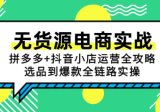 无货源电商实战：拼多多+抖音小店运营全攻略，选品到爆款全链路实操