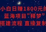 小白能日赚1800元的蓝海项目”释梦”，0-1搭建流程，可直接复制粘贴长期做