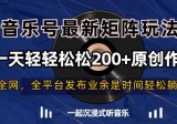 音乐号最新矩阵玩法，一天轻轻松松200+原创作品，轻松躺赚