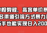 靠炒股教程，高客单价暴力变现，多渠道引流方式暴力涨粉，新手也能实现日入2000+