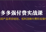 拼多多强付费实战课-44期，高利润产品项目经验，低利润微付费阶段操作