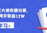  小说推文大佬实操分享，悟空网文收益12W【项目拆解】