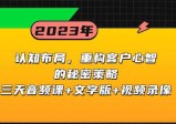 认知布局，重构客户心智的秘密策略(三天音频课+文字版+视频录像)