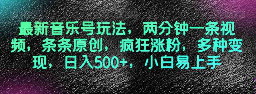 最新音乐号玩法，两分钟一条视频，条条原创，疯狂涨粉，多种变现，日入500+，小白易上手  第1张