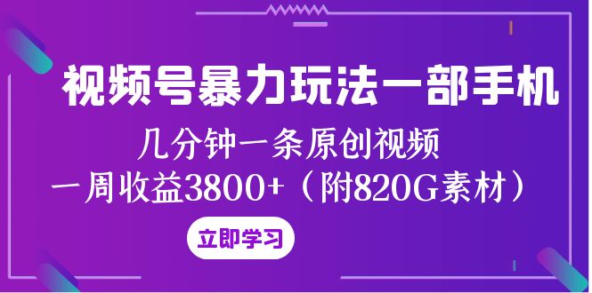 视频号暴力玩法：一部手机，几分钟一条原创视频，一周收益3800(附820G素材)  第1张