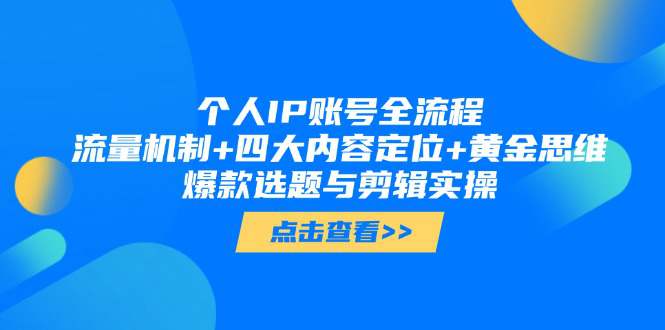 个人IP账号全流程：流量机制+四大内容定位+黄金思维, 爆款选题与剪辑实操  第1张